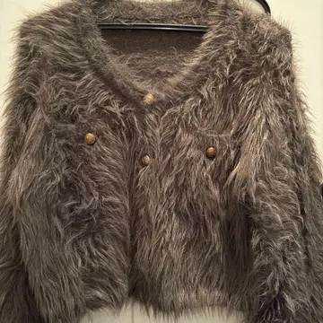 louere 그레이 퍼 긴팔 가디건