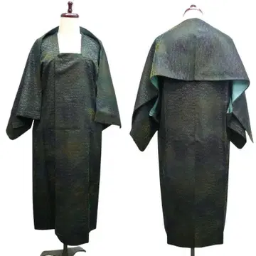 도유 코트 일본 의류 코트 스톨 세트 초엽문 그린 계열 그라데이션