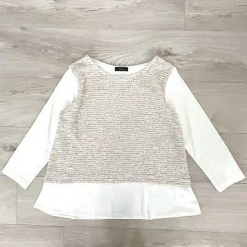 아베베 튜닉 이소재 절개 긴팔 니트 블라우스 L 베이지