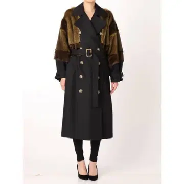 MURUA 롱 더블 트렌치코트 블랙