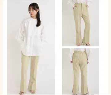 FRAY ID 사이드 벤트 플레어 팬츠 BEG