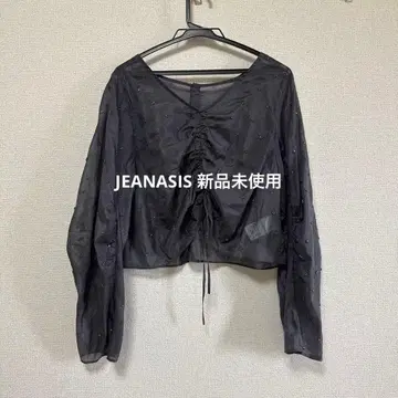 JEANASIS 비즈 장식 블랙 셔츠 F