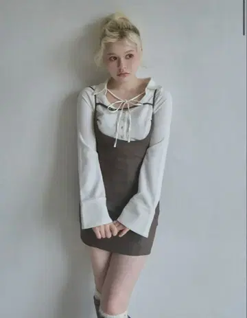 Betty layered check dress brown