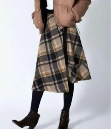 allureville 체크 랩 스커트 비대칭 랩