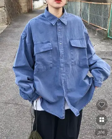 nugu klee 투 포켓 피그먼트 데님 셔츠