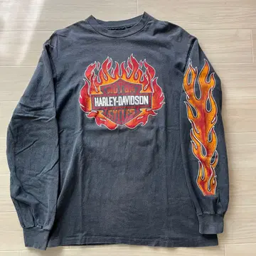 HARLEY-DAVIDSON 롱 슬리브 T셔츠 불꽃 디자인