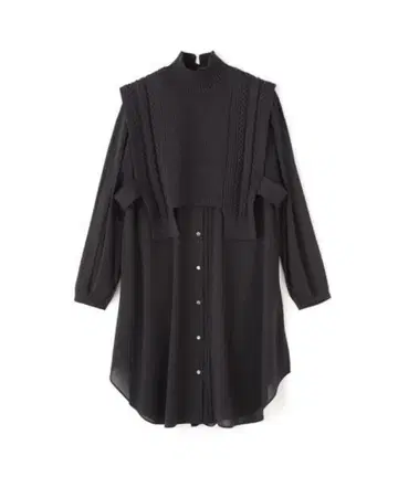 ADORE 에어리 케이블 니트 베스트 포함 롱 셔츠