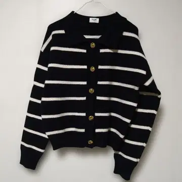 보더 디자인 긴팔 가디건