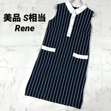 [ 새상품급 ] Rene 루네 슬리브리스 원피스 네이비 x 화이트 S상당