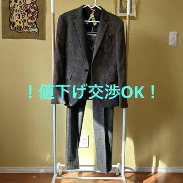 [ 가격 인하 협상 OK ] 남성용 브라운 체크 3피스 수트