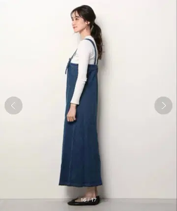 DISCOAT 데님 스커트풍 점프슈트