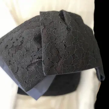 시크하고 고급스러운 단면 전체 레이스 반폭 오비 블랙과 네이비 뒷면 블랙