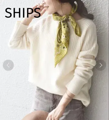 SHIPS 캐시미어 리브 요크 풀오버 니트 아이보리