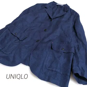 UNIQLO x INES 린넨 100% XL 테일러드 자켓 네이비 컬러