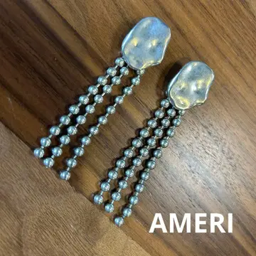 AMERI 실버 비즈 장식 프린지 귀걸이