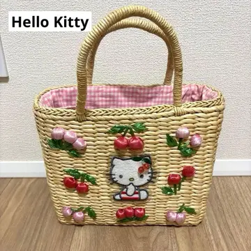 헬로키티 Hello Kitty 카고백 체리 핑크 화이트 체크