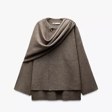 [택 포함 새상품] 자라 스카프 포함 숏 니트 코트