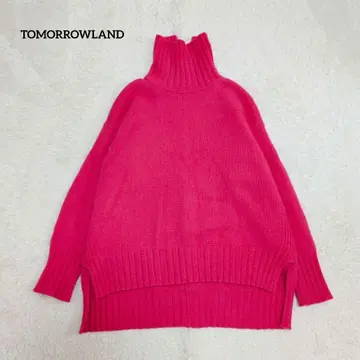 투모로우랜드 울 캐시미어 하이넥 풀오버 핑크 니트