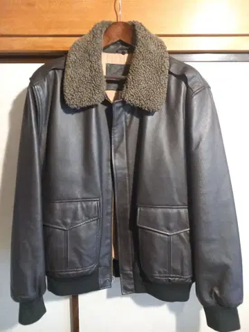 ST. JOHN'S BAY 다크 브라운 가죽 플라이트 자켓 G-1
