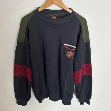 컬러 블록 래글런 슬리브 트레이닝복