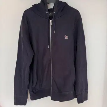 다크 네이비 후드 부착 후드티 제브라 자수