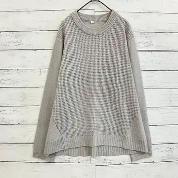 와플 편직 니트 스웨터 그레이 LL 여성용 루즈핏 체형 커버