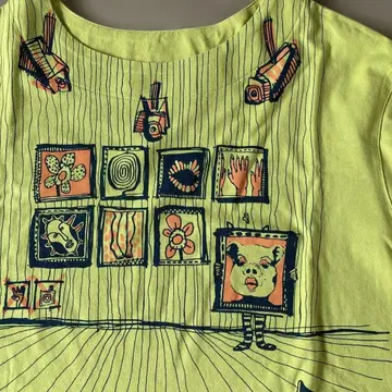 옐로우 컬러 블랙 긴팔 튜닉