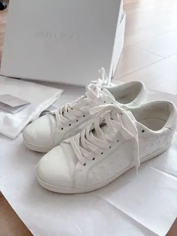 JIMMY CHOO 화이트 가죽 스니커즈 37