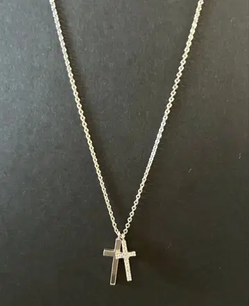 실버 더블 크로스 목걸이