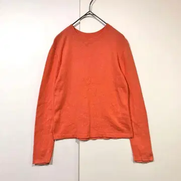 147 이치요나나 니트 긴팔 코튼 100% 버튼 오렌지 XS