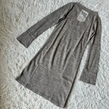 새상품급 GOA 고아 울 혼방 원피스 무릎 기장 V넥 그레이 긴팔