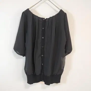 OFUON 쉬폰 블라우스 38 블랙 스터드 버튼 고급 디자인