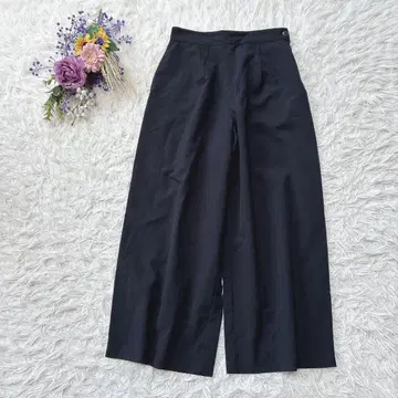 새상품급*드레스킵 와이드 팬츠 하이웨스트 뒷밴딩 폴리에스테르 블랙 M