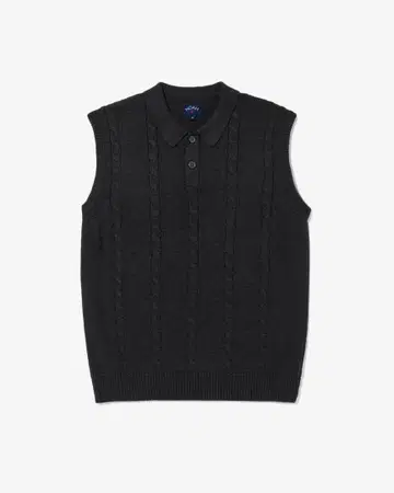 Noah NY Cotton Cable Sweater Vest BLACK