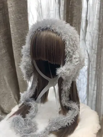 별 모양 귀도리 핸드메이드 니트 복슬복슬 방한 한국 귀도리