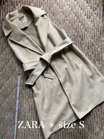 ZARA 크림 베이지 롱 베스트 벨트 포함