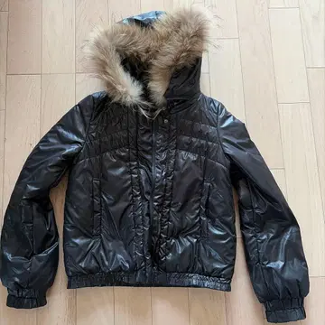 00s 블랙 퍼 다운 자켓 y2k 갸루 남자