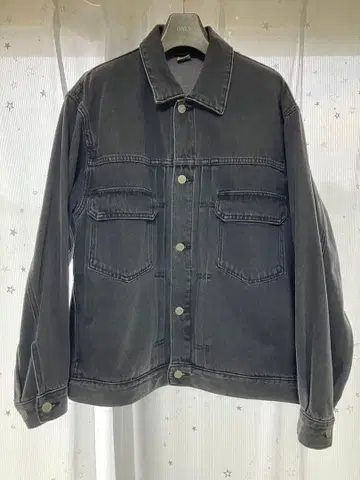 레리움 데님 트래커 자켓 오버 사이즈 블랙 색빠짐 가공 M