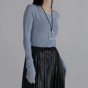 louren sheer gather tops blue