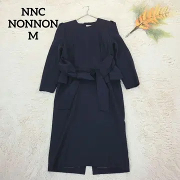 논논 노카라 롱 원피스 (M) 네이비 울 허리 벨트 포함