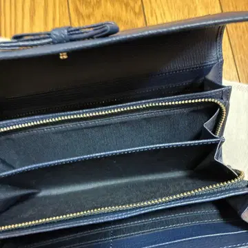 덴하마노 monna wallet 모나 지갑. 천연 가죽 리본 시리즈 블루