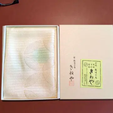 미사용! 교토 키네야 오비 장식 천 크림색 잎 무늬