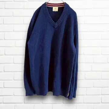 뷰티 앤 유스 네이비 스웨터 긴팔 니트 캐주얼 라프