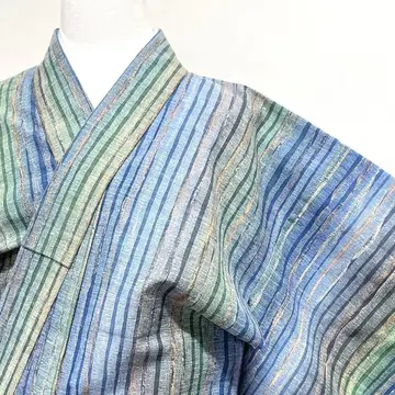 코몬 명주 세로 줄무늬 컬러풀 요로케지마 그라데이션 기모노 036k