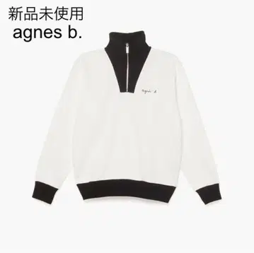미사용 agnes b. 로고 하프 지퍼 맨투맨