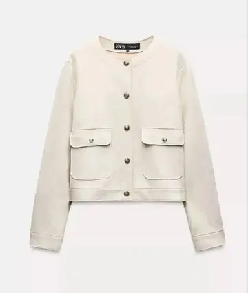 ZARA 페이크 스웨이드 숏 자켓 에크루