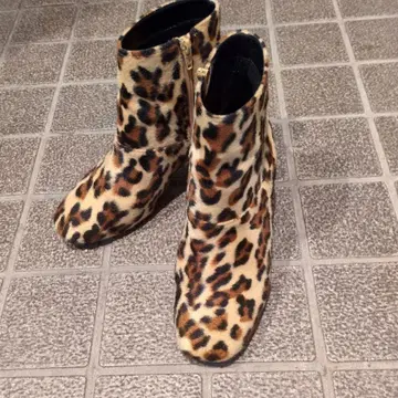 AnotherEdition 레오파드 무늬 지퍼 부츠 글리터 힐