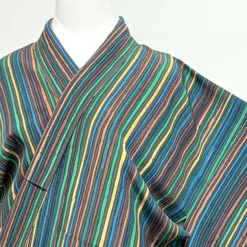 코몬 세로 줄무늬 컬러풀 요로케지마 멋쟁이 기모노 036k