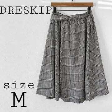 드레스킵 [ M ] 미디 스커트 글렌체크 리본 귀여운 걸리시