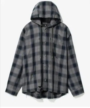 HARE 데미지 체크 셔츠 후드티